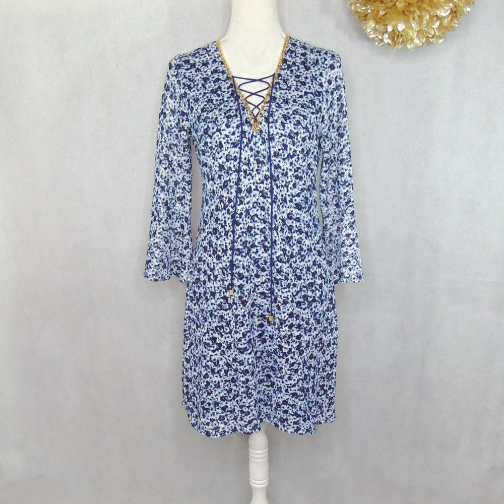 Michael by Michael Kors Blue Floral Crochet Dress
